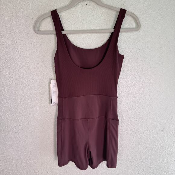 Vuori Studio One Piece Womens XS Ribbed Romper Run Gym Chestnut Extra Small NEW - Picture 2 of 10